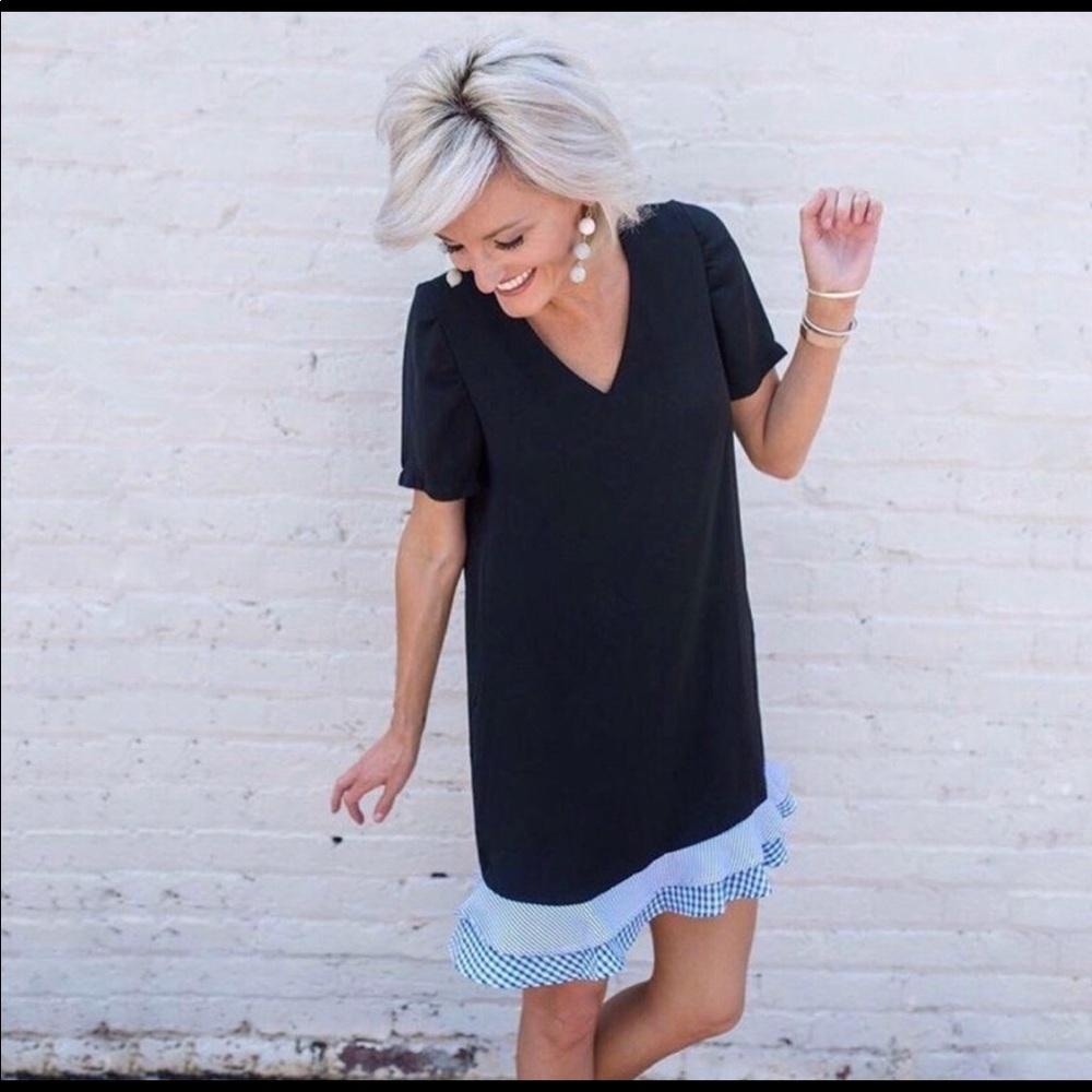 Goodnight Macaroon Shift Dress with Ruffle Hem